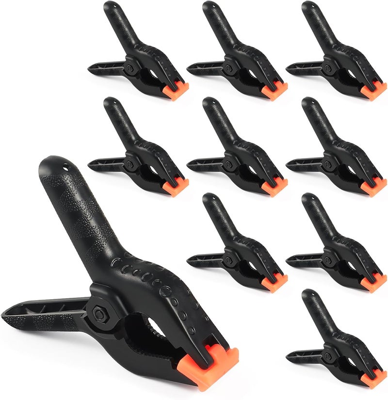 RELBRO Spring Clamps, 4.5 Inch Large Plastic Clips for Balloon Arch Backdrop Craft Decoration, Heavy Duty, Black, 10 Pcs - Image 1